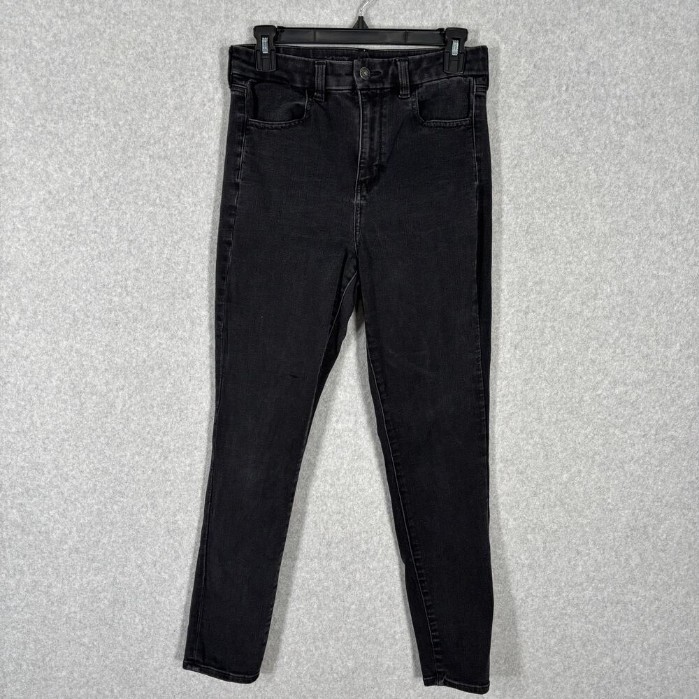 American Eagle Skinny Jeans 8 Black Faded 360‎ Next Level Stretch Ankle Goth